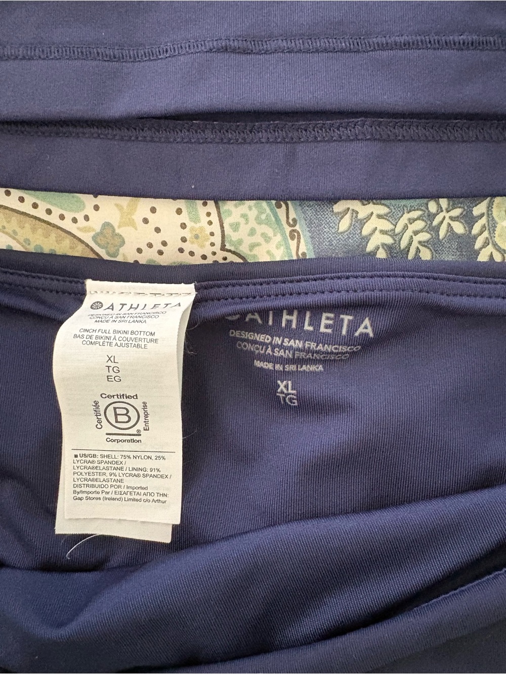 Athleta Navy Halter Tankini with Side-Tie Bikini Bottom - Picture 3 of 4